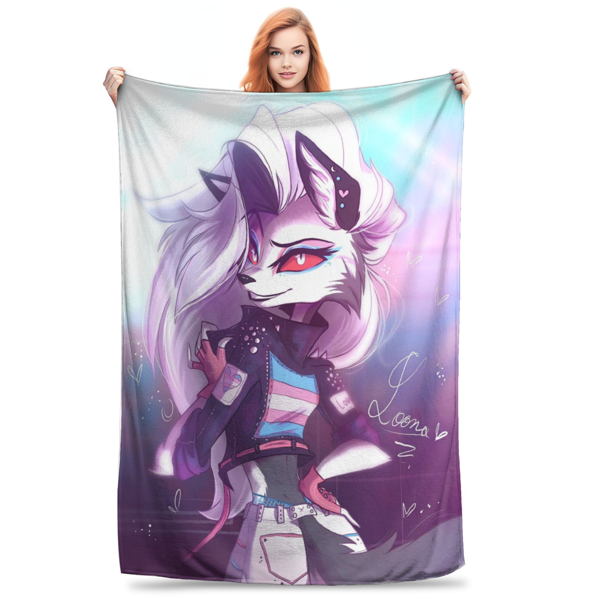 Sexy Loona Flannel Throw Blankets Anime Blanket for Bed Car Ultra-Soft Bed Rug, 30x40in