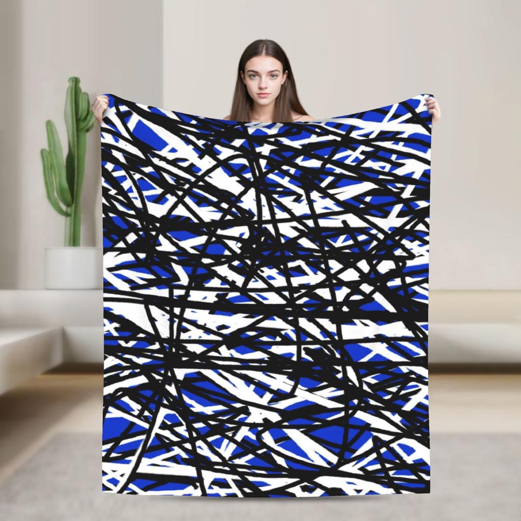 Warm Cozy Blankets Plane Travel Van Halen Blue Rock Stripes Throw Blanket Graphic Bedspread For Sofa Home