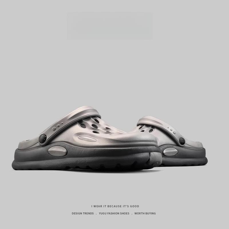 Herren Baotou Zweifarbige Lochschuhe, Trendige Slipper für den Sommer-Außenbereich, Rutschfeste Dicksohlen-Strandsandalen.