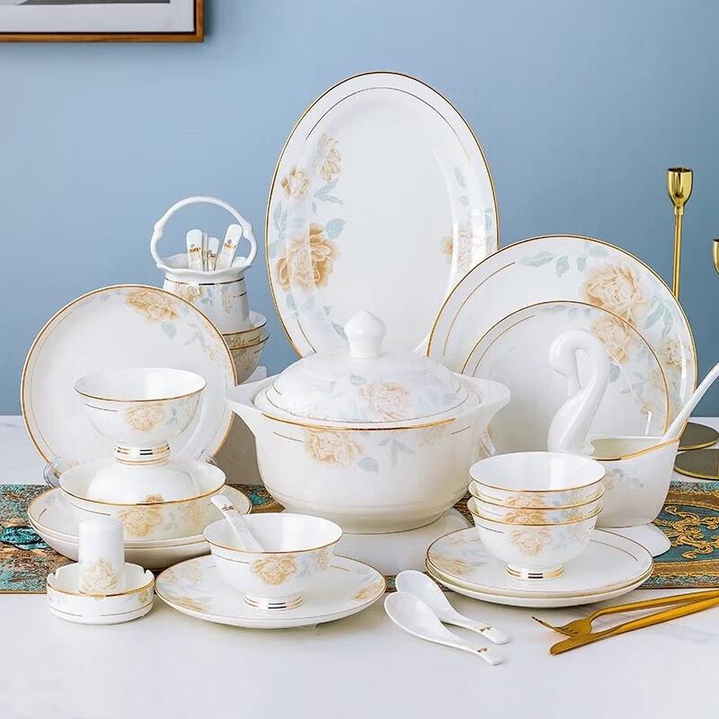 Elegant Chinese Ceramic Dinnerware Set