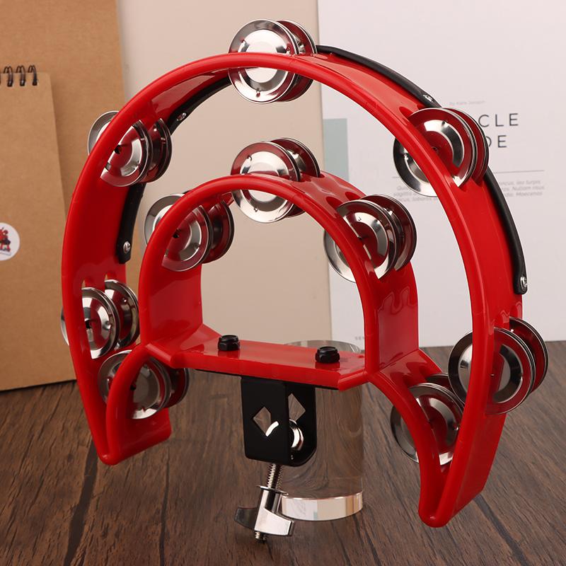 

Drum Circle Double Row Rattle Drum Rings Semicircle Tambourine With Mounting Eye Bolt Orff Percussion Musical Instruments красный