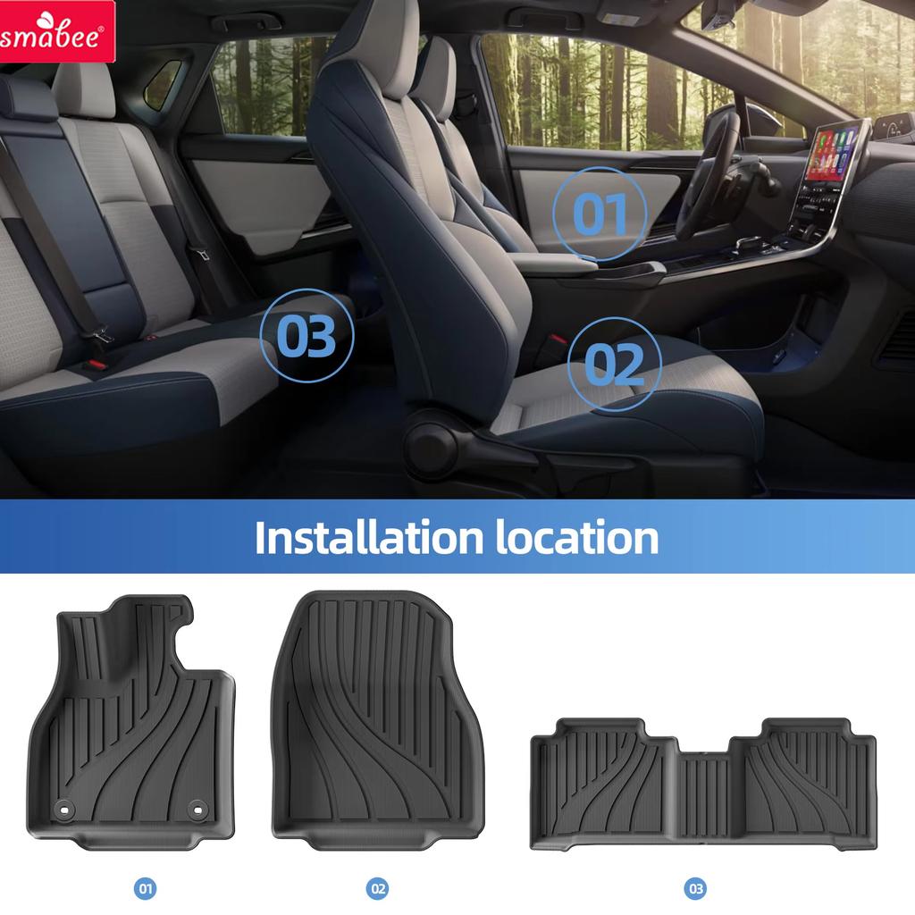 Smabee Left Drive for Subaru Solterra/Toyota BZ4X/BZ 2023-2026 TPE 3D Car Floor Mats Cargo Liner Trunk Backrest Pad Accessory