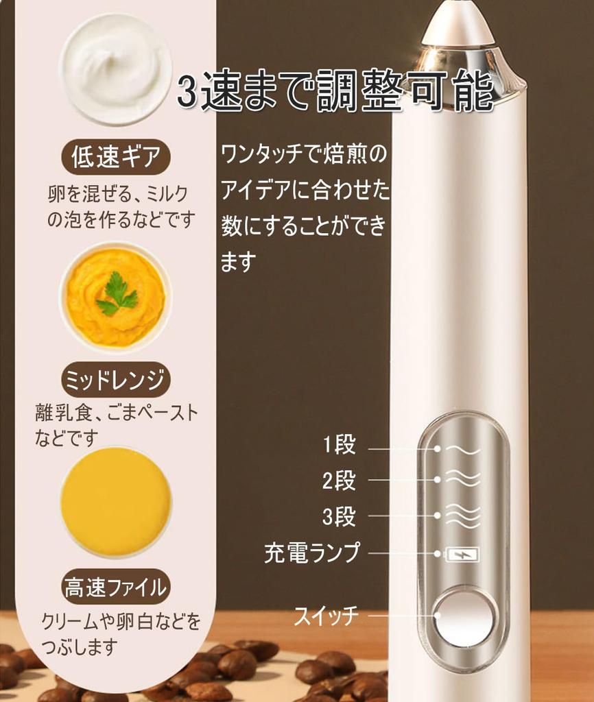 Rechargeable Milk Frother, Electric Milk Frother, Stick Milk Frother, 3-Level Adjustment, USB Rechargeable, Compact, Ultra-Lightweight, Quiet, Easy