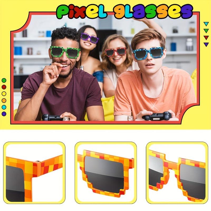 10 piece set of pixel party glasses - themed novelty glasses for gaming events birthdays weddings and holidays