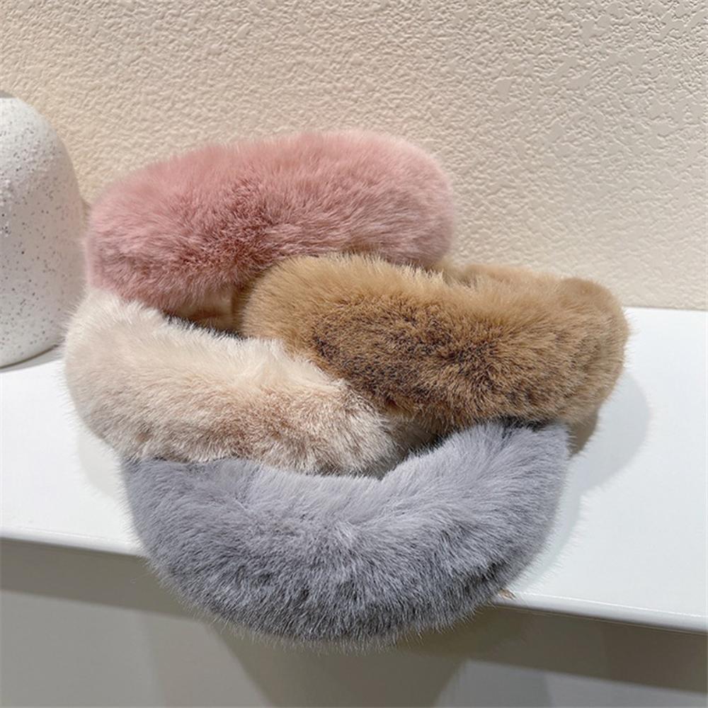 Women Girls Plush Widen Thicken Plush Sponge Hair Bands Faux Fur Padded Headbands Soft Fluffy Furry Hair Hoops Winter Headdress