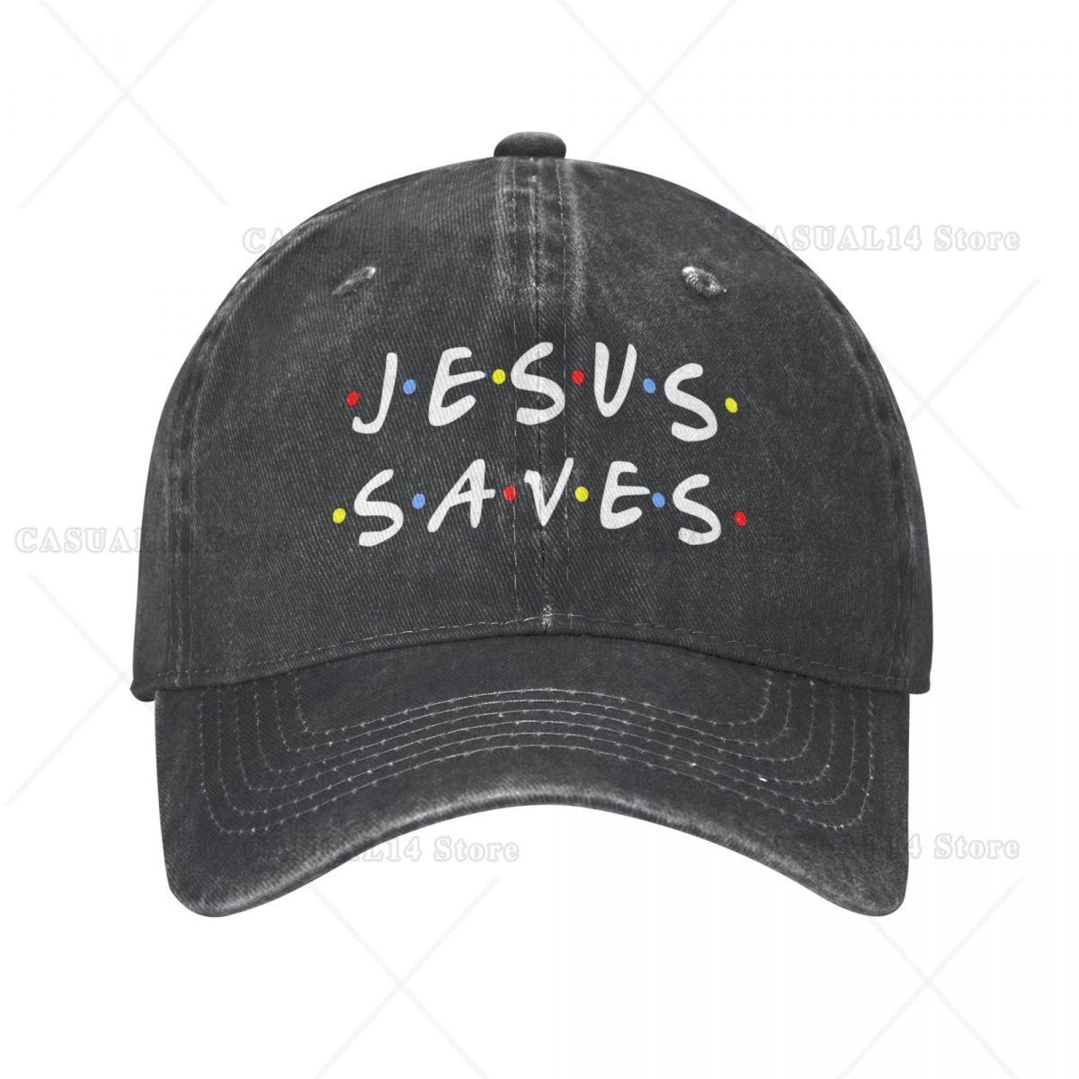 

Retro Jesus Saves Christ Baseball Caps Men Women Distressed Washed Headwear Outdoor Workouts Caps Hat Adjustable