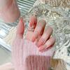 24PCS Long Press on Nail Red Gradient Design Sweet Style Full Coverage Nails