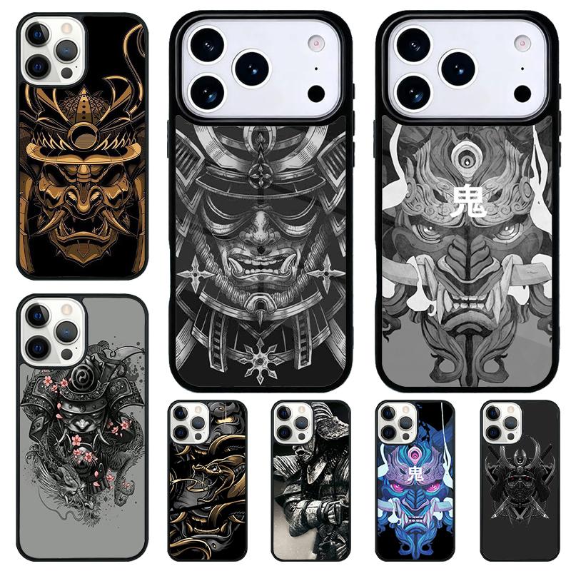 Samurai Japanese Warrior Mask Helmet Shockproof Phone Case for iPhone 17 Air 16e 15 11 12 14 13 Pro Max Cover Coque