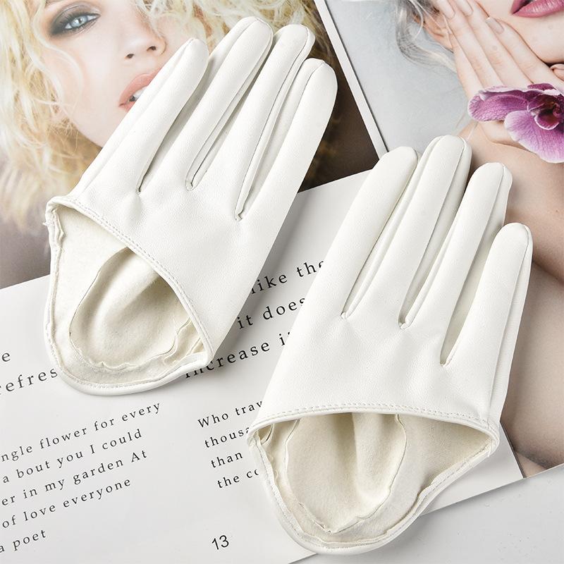 Half Palm Leather Gloves, Stylish Finger Gloves for Party, Wedding & Photography Cosplay & Driving