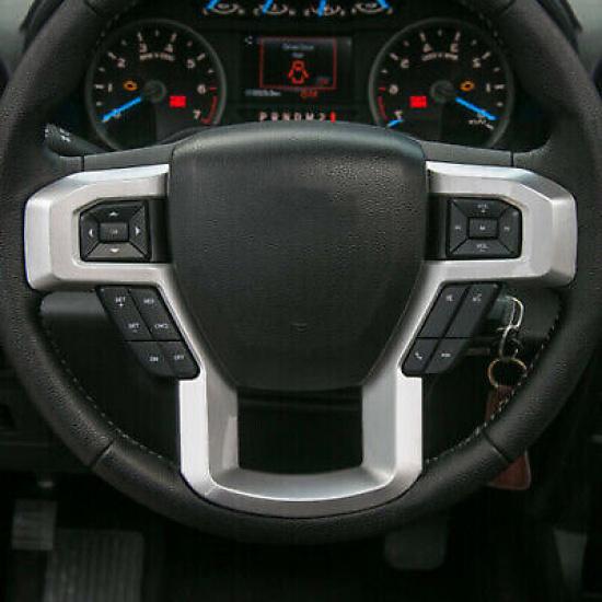 Silver Steering Wheel Decor Cover Trim For Ford F150 F250 F350 Super Duty 15+