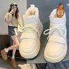 Brand Real Soft Leather Thickened Warm Snow Boots Women's 2025 Korean Version Lace-up Thick-soled Large Cotton Shoes Velvet Short Boots