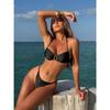 Bikini sexy de color sólido con cuello halter para mujer, traje de baño de playa bikini