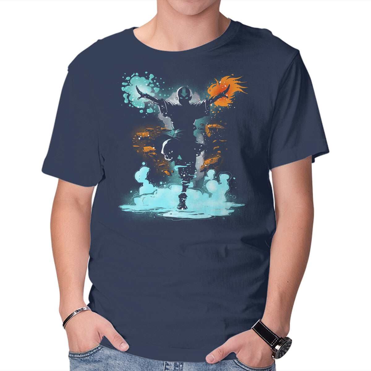 Unisex Crew Neck T-Shirt The Elemental Master Graphic Short Sleeve Casual Tee XL