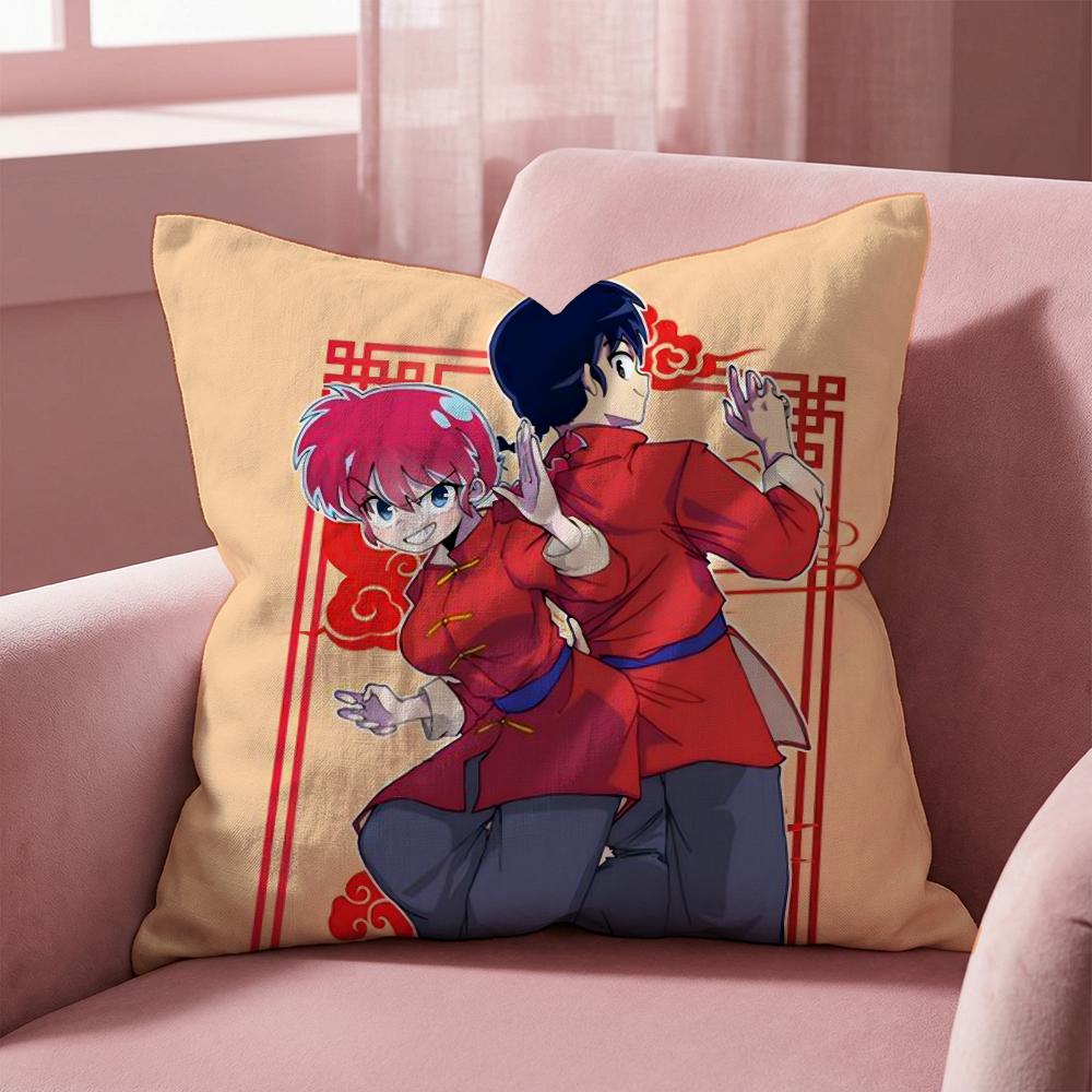 Cartoon R-Ranma1 1/2 Cushion Cover Multi-Scene Pillow Cover for Home & Car - Reversible, Soft & Durable for Daily Use