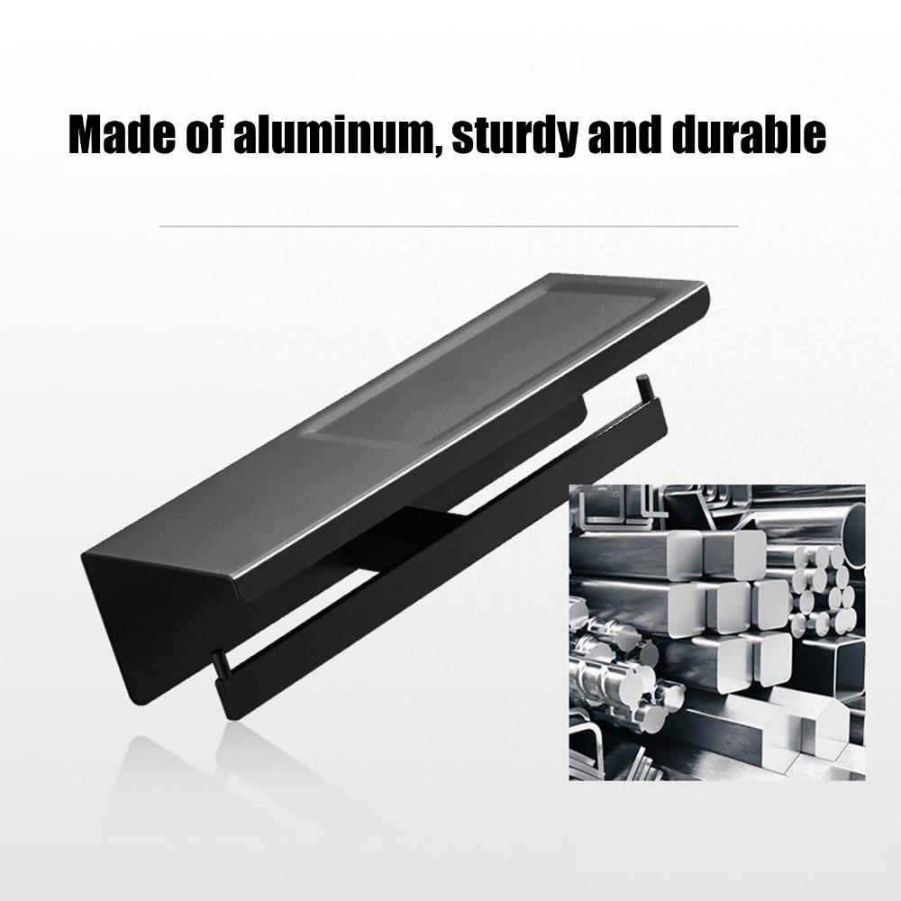 Waterproof Design Bathroom Tissue Holder Black Toilet Paper Storage Shelf Space Saving