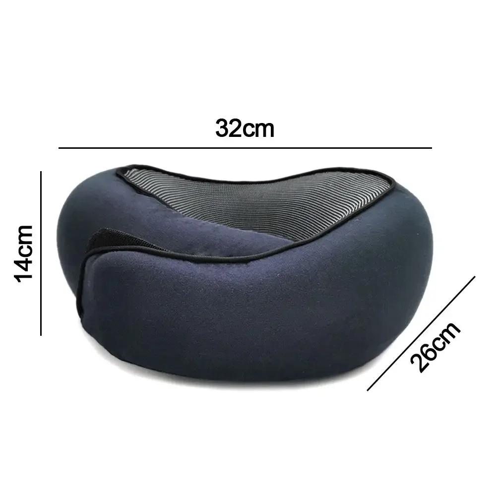 U Shaped Travel Neck Pillow Memory Foam Pillow Adjustable Neck Support Soft Head Rest Airplane Cushion with Drawstring Bag