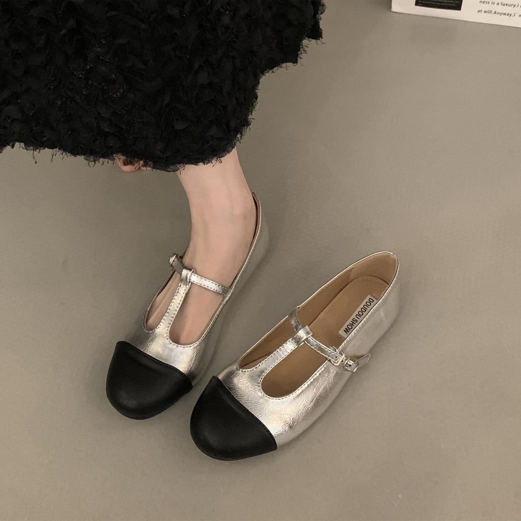 Fashion Bailamos Women Flats Fashion Round Toe Shallow Slip On Ladies Soft Ladies Mary Jane Ballerinas Flat Heel Casual Ballet Shoes Muj