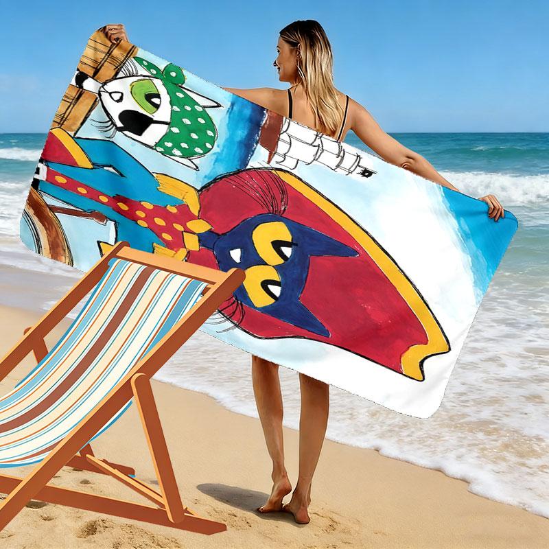 Pete Cat Dream  Print Beach Towel, Large Soft Quick Dry Towel for Beach Camping Swimming