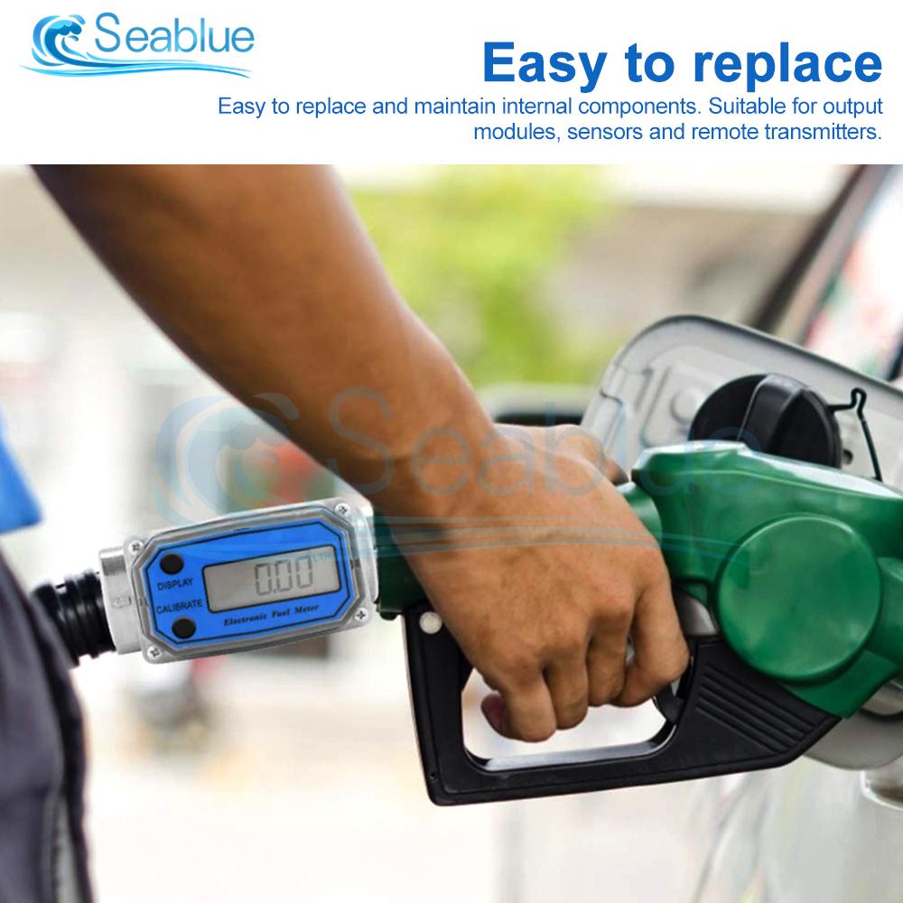 Digital Turbine Flow Meter Flowmeter Gauge 1"NPT LED Digit Diesel Fuel Meter PCB Flow Indicator Sensor Counter Blue/Red