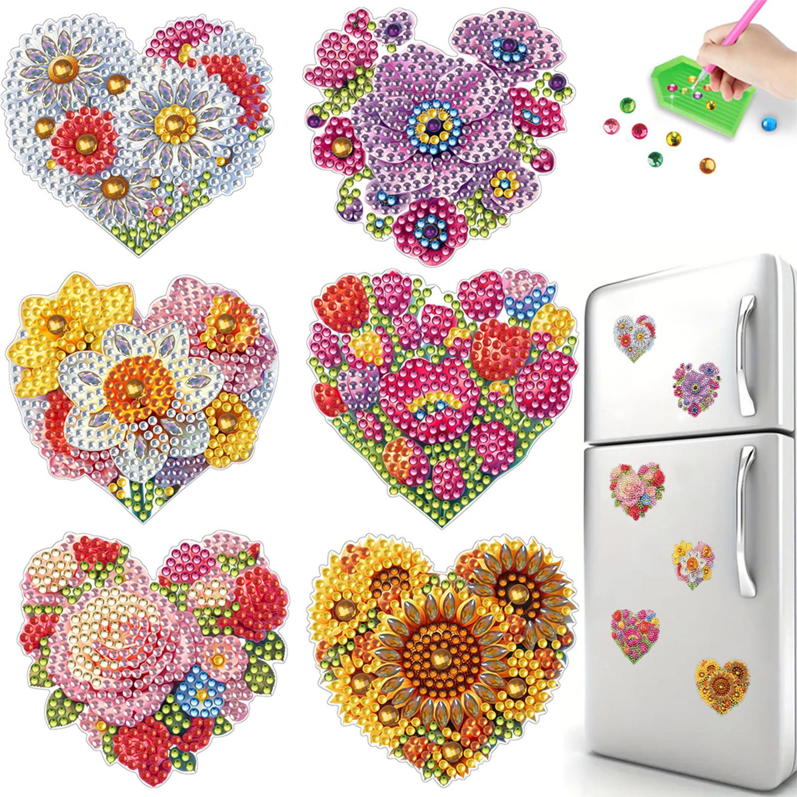 

6Pcs Bouquet Diamond Art Fridge Magnet Diamond Painting Refrigerator Magnet Diamond Painting Fridge Magnet for Adults Beginners