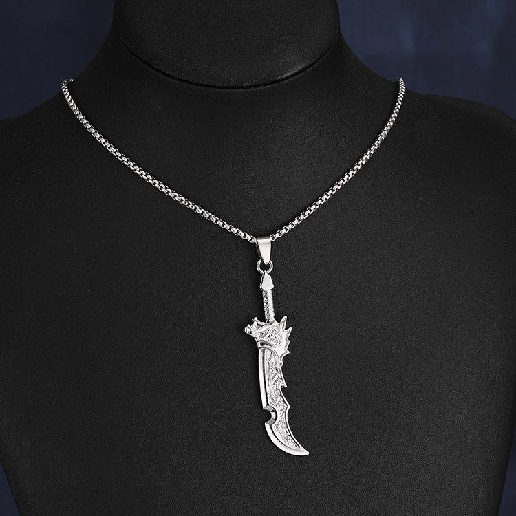 Titanium Steel Broadsword Necklace: Men's Hip-Hop Sword Pendant Jewelry, New Release.