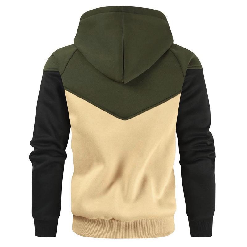 Autumn & Winter Youth Loose-Fit Three-Color Patchwork Hoodie (Plus Size, European Size)