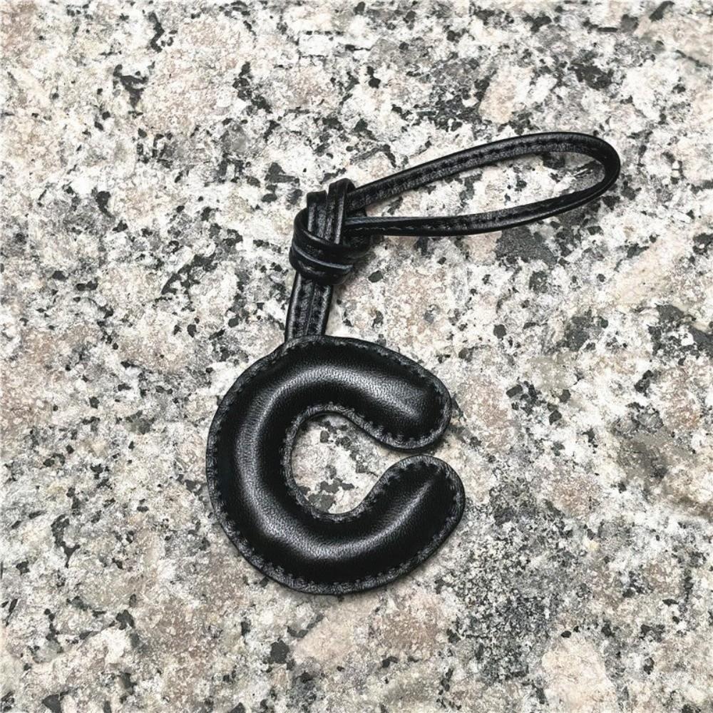26 Initials Leather Alphabet Key Chain Genuine Sheepskin Car Pendant  Ladies