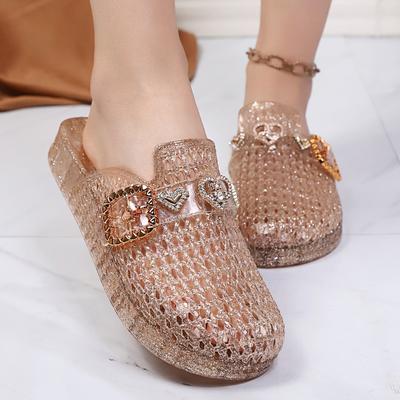 Gele Kristall Baotou Hausschuhe Damen Außenbekleidung Sommer Mode Strand Sandalen Hohl Nicht-rutschfest Kühl Wisch