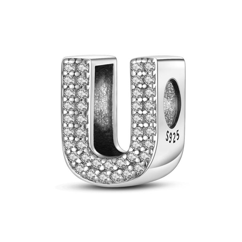 Flower Shape 26 Alphabet Letters Charm Pendant Beads For Original Brand Bracelet Diy Jewelry Making Birthday Gift