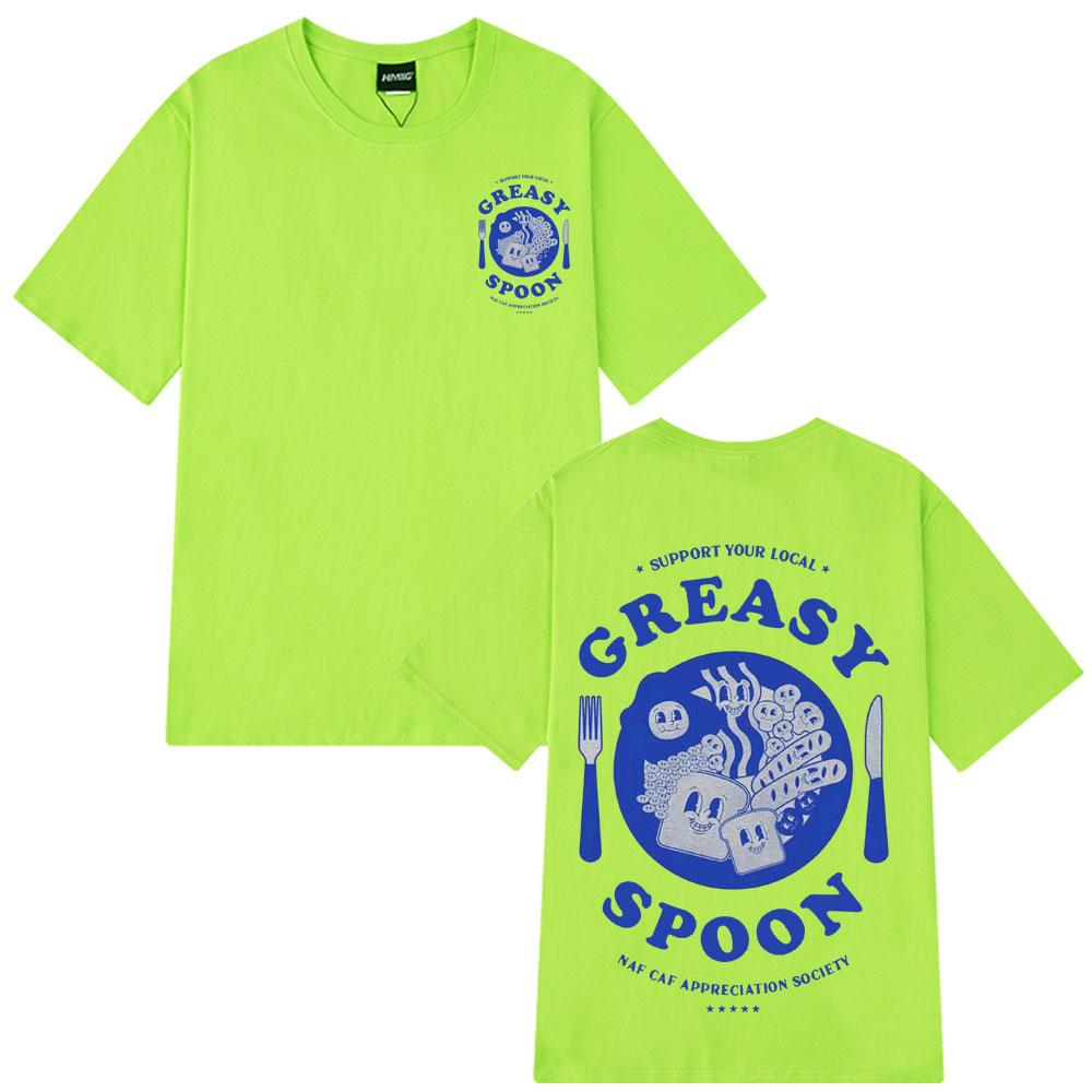 

Funny Greasy Spoon Breakfast Graphic Design Fashion Hot Sale T-shirt Men Women Hip-hop Oversized T-shirts Summer Cotton T Shirt 4XL