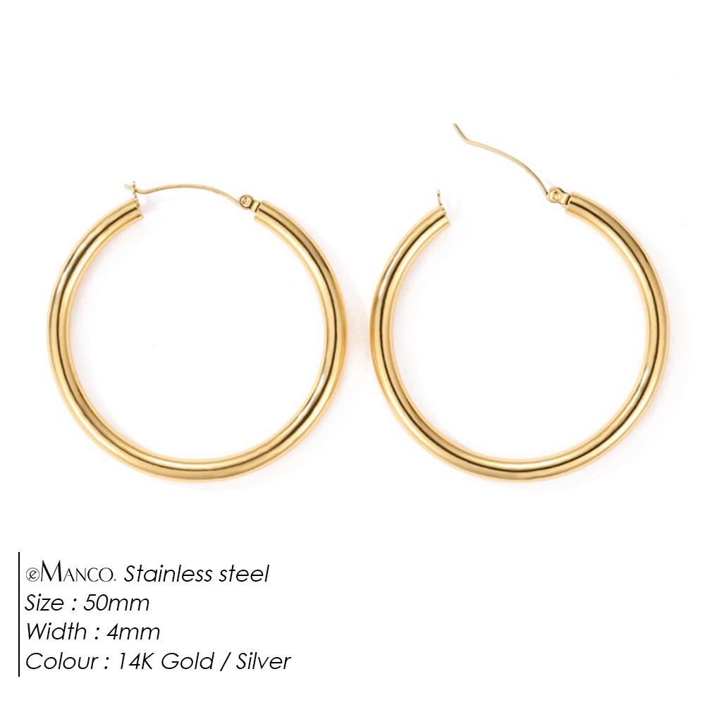 eManco Fashion Gold Size Circle Earrings Women's Jewelry Accessories Classic Stainless Steel Earrings Wholesale