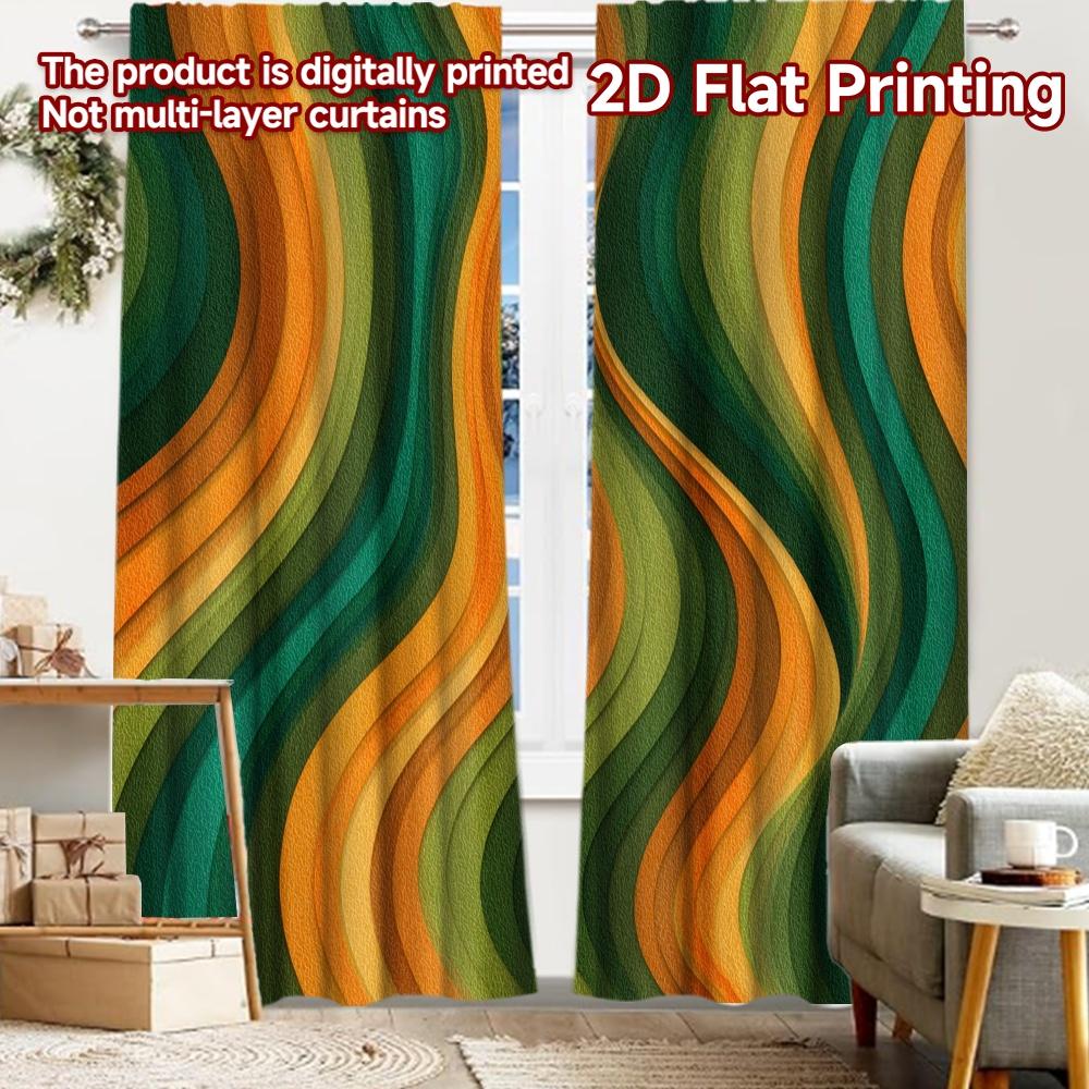 

2pcs, 2D FLAT PRINTING Curtains (Without Rod) RetroWave Pattern Chic Print Curtains Festival Yarn Curtains Decorations For Home 52.50 × 116.00 cm 2 pcs