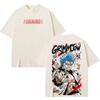 Bleach Anime Grimmjow T-Shirt, Lockeres Herren Kurzarm-T-Shirt, Vorder- und Rückseite Doppelprint Vintage Manga Muster Unisex Baumwoll-Oberteil