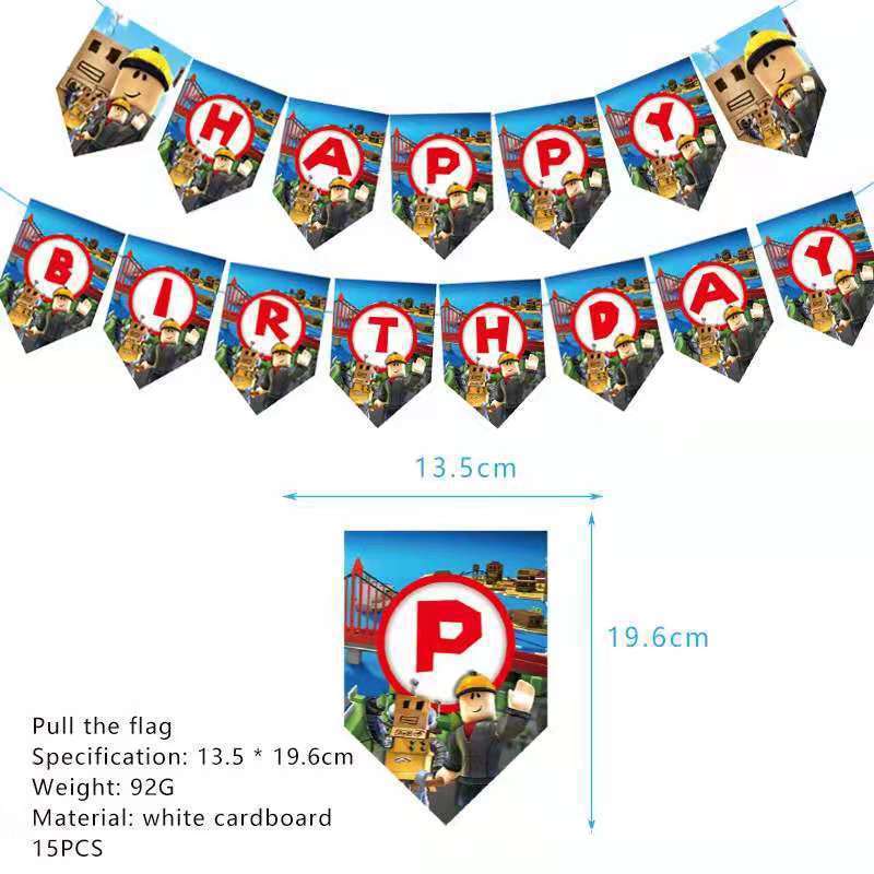 Roblox Sandbox Game Theme Birthday Party Decoration Set Latex Balloons Banner Cake Toppers Party Tableware For Kids Celebration