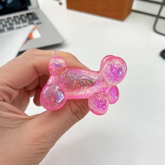 Dog Shape Sensory Toy Stress Relieving Balloon Toy Soft Glitter Squeeze Clear Puppy Fidget for Anxiety Relief