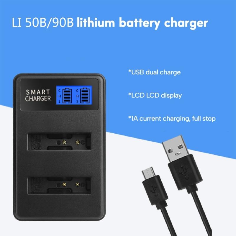 Portable LCD Micro USB Chargers for Olympus D750, SH21, SP800UZ, Battery Convenient Double Slot Charger Repalcement