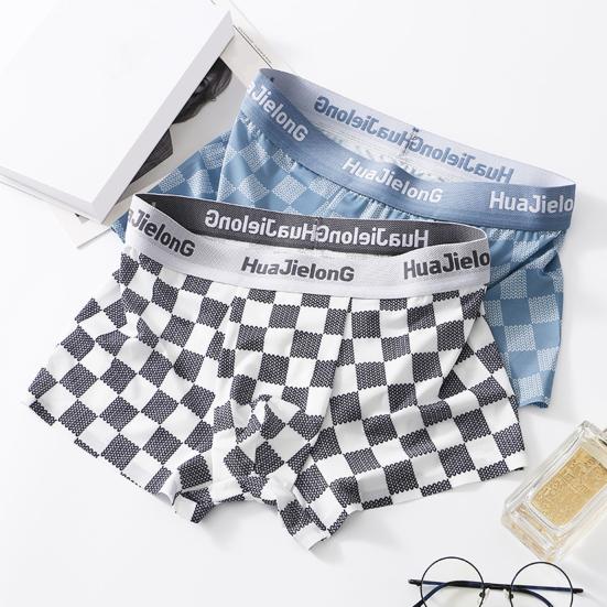 

Мужское нижнее белье-боксеры со средней посадкой, широкий эластичный пояс, облегающие шорты, трусы, клетчатый принт, пэчворк, цвет, U-выпуклый M белый