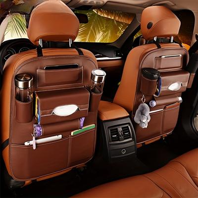 Luxury Faux Leather 1pc Car Seat Back Organizer Multiple Pockets for Auto Interior Accessories, Storage Bag for Essentials, and Stylish Organization