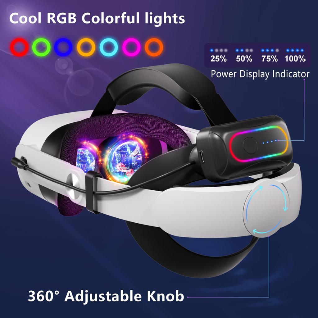 With 10000mAh Battery Comfort Head Strap for Meta Quest 3/Quest 3S Replacement of Elite Strap Enhanced Playtime and Support