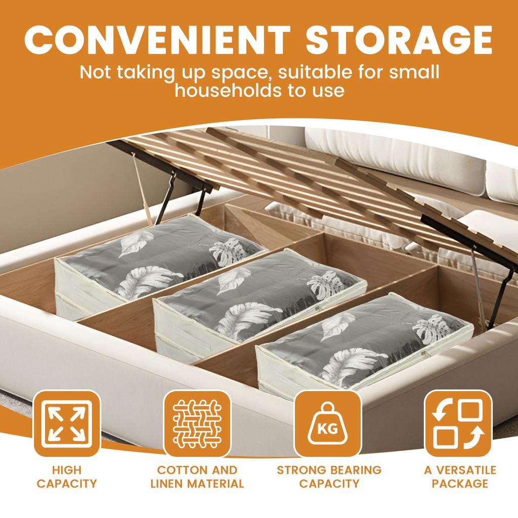 2Pcs Under Bed Organizer Large Capacity Under Bed Storage Bin with Double Zipper Multifunctional Clothing Organizer with Handle