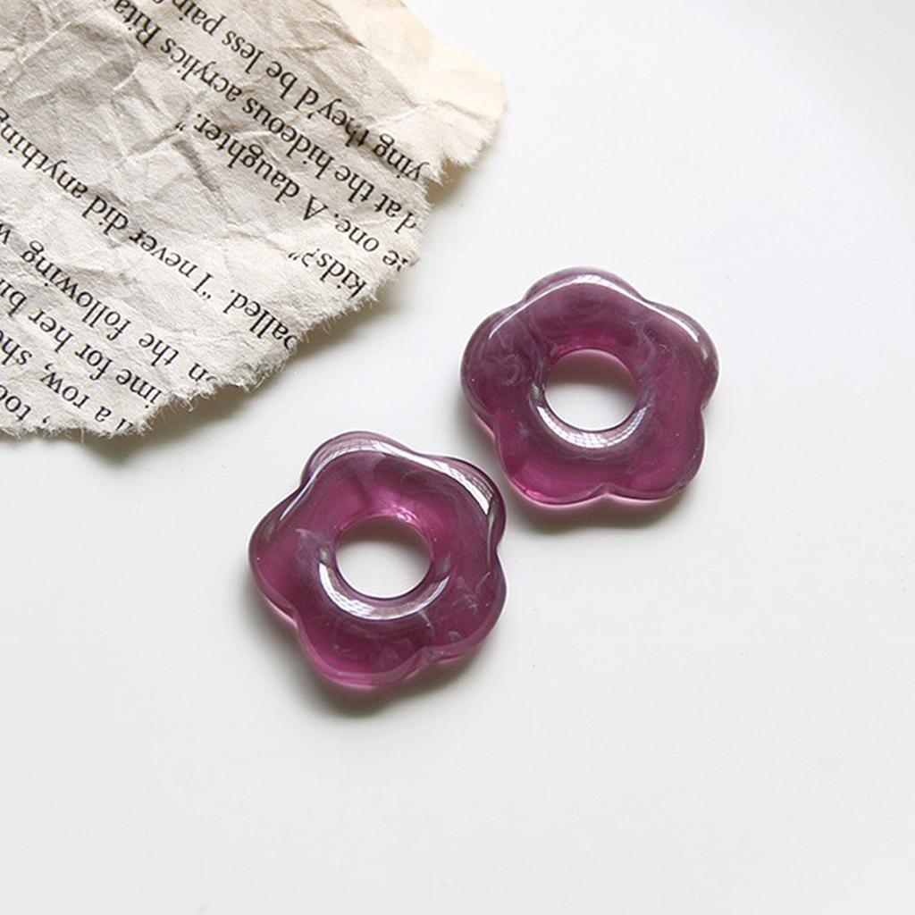 Resin Single Holes Flowers Charm Pendants Loose Charm Beads Hollow Five Petal Flower Bead Charm Jewelry Making Tool