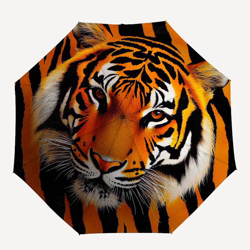 1pc Tiger Portrait Umbrella with Plastic Handle,Suitable for All Seasons Umbrellaptys26060