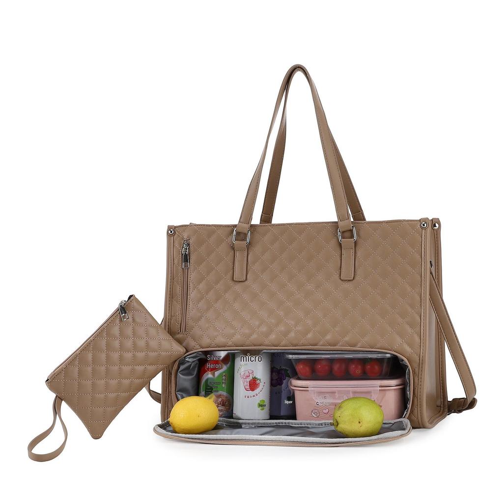 Large-Capacity Tote & Laptop Bag with Lunch Box, Crossbody or Shoulder Style