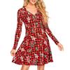 2024 Christmas European & American Style Print Long Sleeve Cardigan Dress