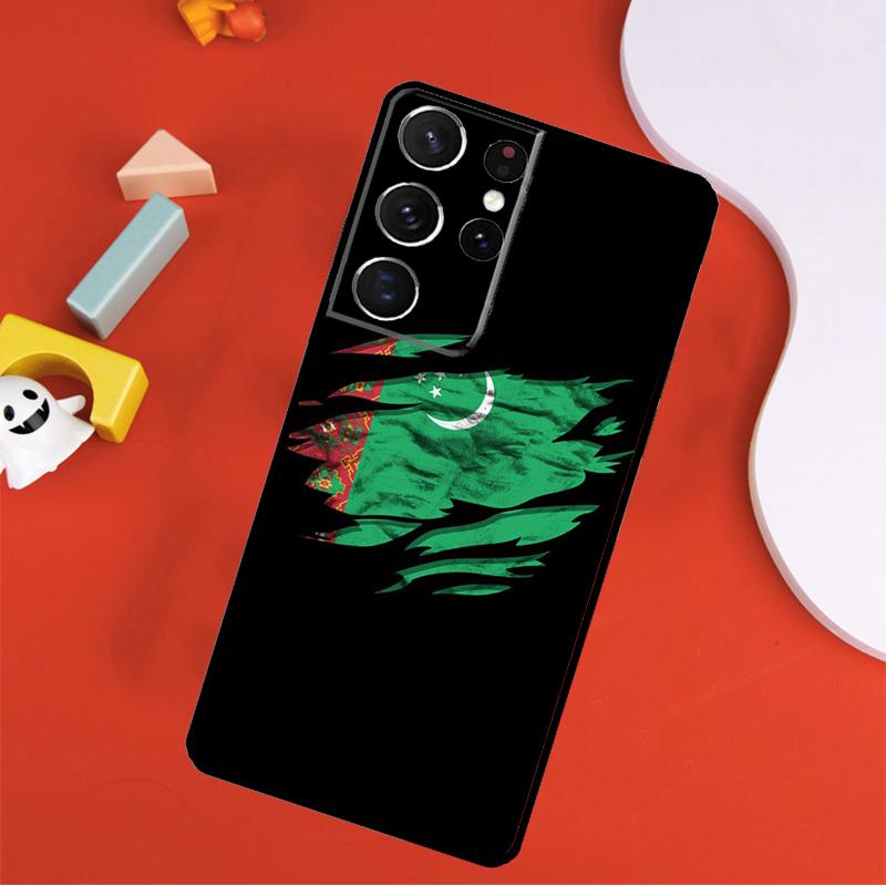 Turkmenistan Flag Phone Case For Samsung Galaxy S25 Ultra S9 S10 S20 S21 FE S22 S23 S24 Plus S24 Ultra Cover