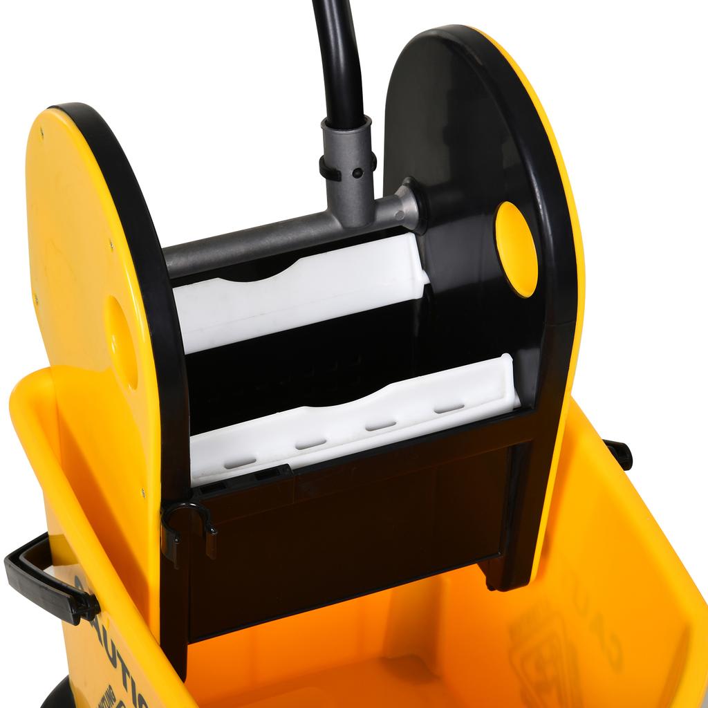 25L Mop Bucket, with Wringer, Wheels and Handle - Yellow