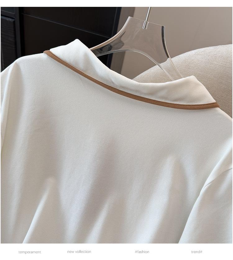 Plus Size Women's Summer Lapel Top Slimming Short Sleeve T-Shirt Cardigan