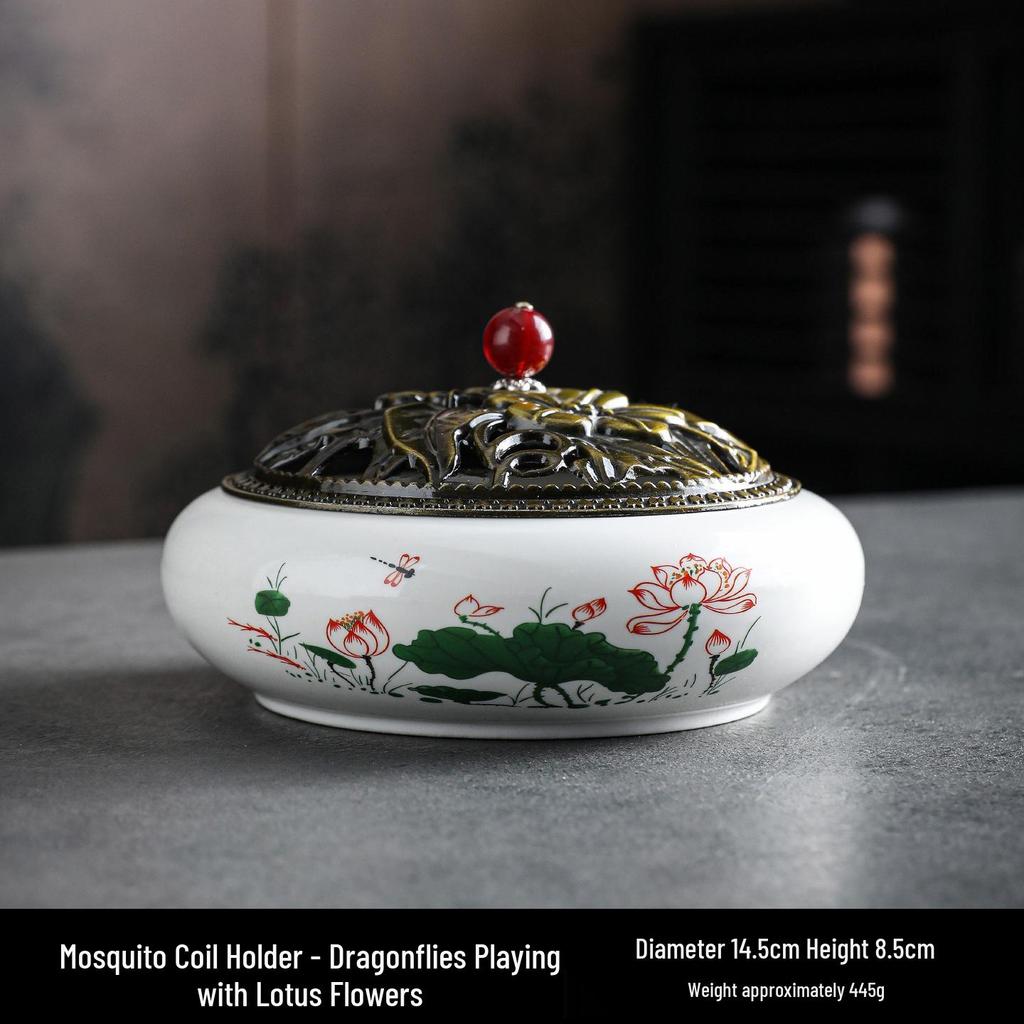 Large Ceramic Mosquito Coil and Incense Burner: Indoor Sandalwood and Agarwood Holder