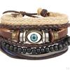 1 Set Wrap Bracelets for Men Women, String Cords Wood Beads Ethnic Tribal Bracelets, Leather (4Pcs)