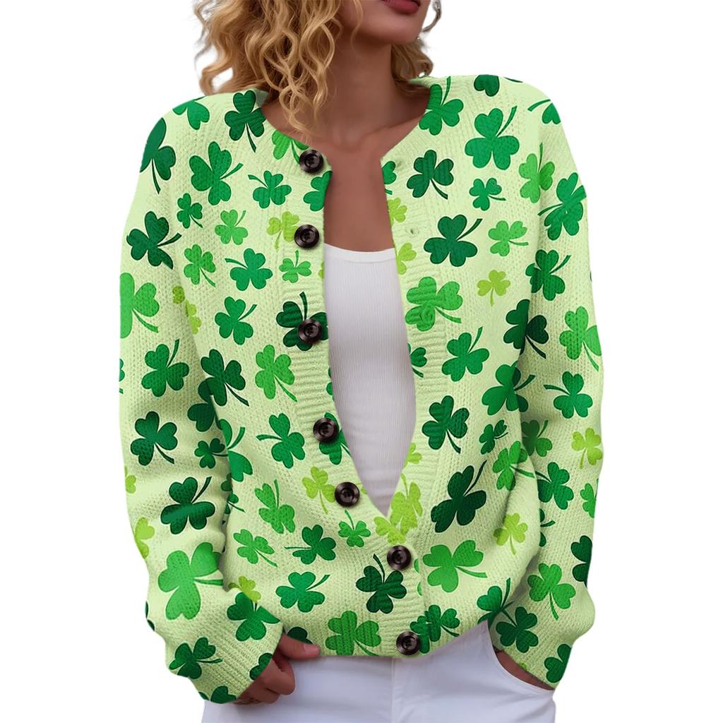 LXF-YK52 Crew Neck Cardigan St. Patrick's 3D Printed Sweater New Knitted European beautiful woman